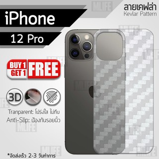 ซื้อ1แถม1 ฟรี!! ฟิล์มหลัง กันรอย สำหรับ iPhone 12 Pro ลายเคฟล่า ฟิล์มหลังเครื่อง - Back Film Kevlar Protector