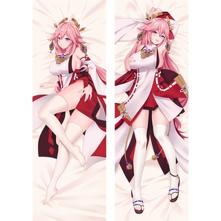 0x180 ซม. Genshin Impact Anime Yae Miko Guuji Dakimakura Hugging Body ปลอกหมอนอิง Otaku ผู้ชาย คอสเพลย์ ปลอกคอ