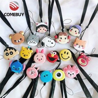 ComeBuy 3D Cartoon 2 in 1 Lanyard Soft Silicone Strap With Ring Anti-fall Pooh Snoopy Bear Monkey Ready Stock COD