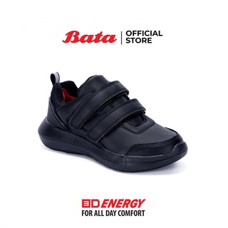 Bata บาจา รองเท้าผ้าใบพละนักเรียน สายแปะกาว 2 สาย สวมใส่ง่าย น้ำหนักเบา รองรับน้ำหนักเท้าได้ดี รุ่น 3D Energy สีดำ 3416919