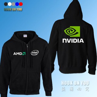 Gpu เสื้อกันหนาวมีฮู้ดพิมพ์ลายโลโก้ Nvidia