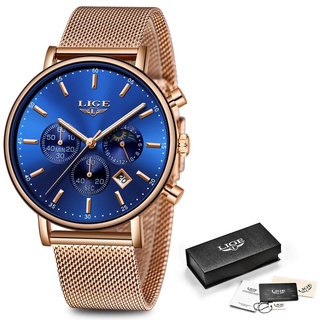 Men Watch Top Brand LIGE Luxury Business Quartz Wristwatch Men All Steel Strap Waterproof Sport Watches