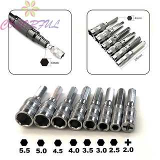 【COLORFUL】Socket Hex Nut Hex Shank Metric PH2.0/M2.5-5.5mm Silver Tone Driver Tool