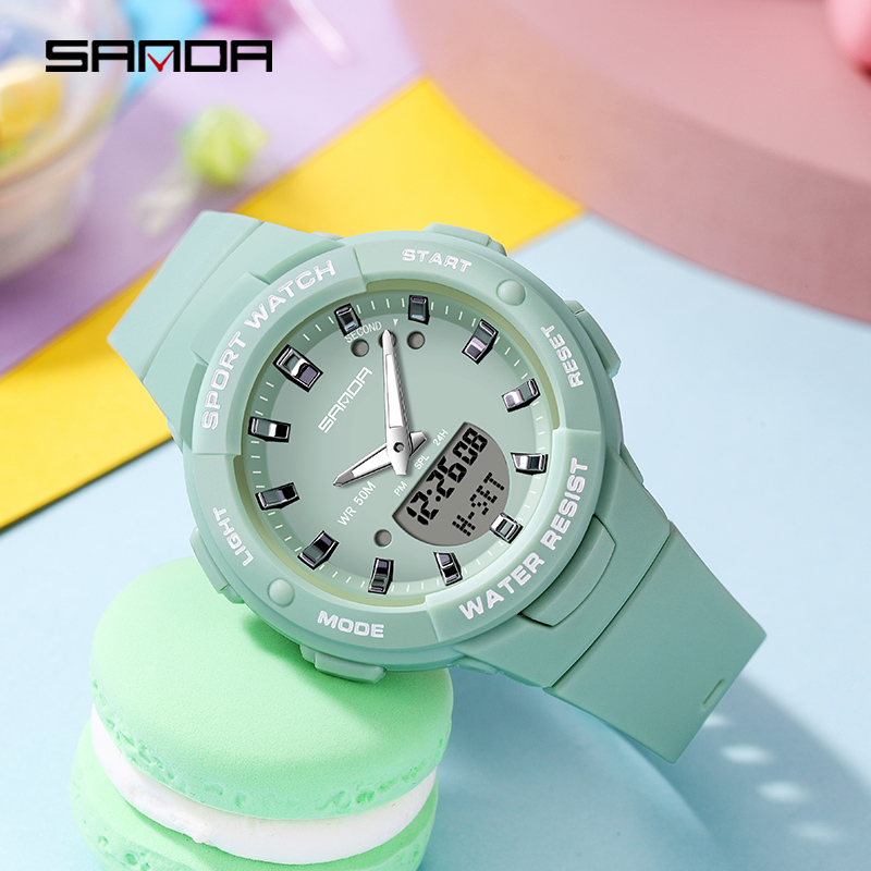 ภาพสินค้าSANDA นาฬิกาข้อมือดิจิทัล กันน้ำ หรูหรา อเนกประสงค์ สำหรับผู้หญิง จากร้าน sanda.th บน Shopee ภาพที่ 5