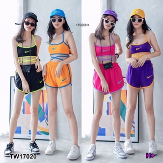 TW17020 สอบถามสต้อกก่อนโอนค่า ชุดเซ็ท แนวสปอร์ต สีชมพู ดำ ส้ม ม่วง เสื้อบรา กางเกงขาสั้น