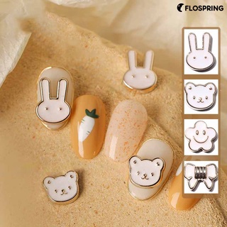 Flospring เครื่องประดับตกแต่งเล็บ รูปการ์ตูนกระต่าย หมี กันสนิม DIY 5 ชิ้น