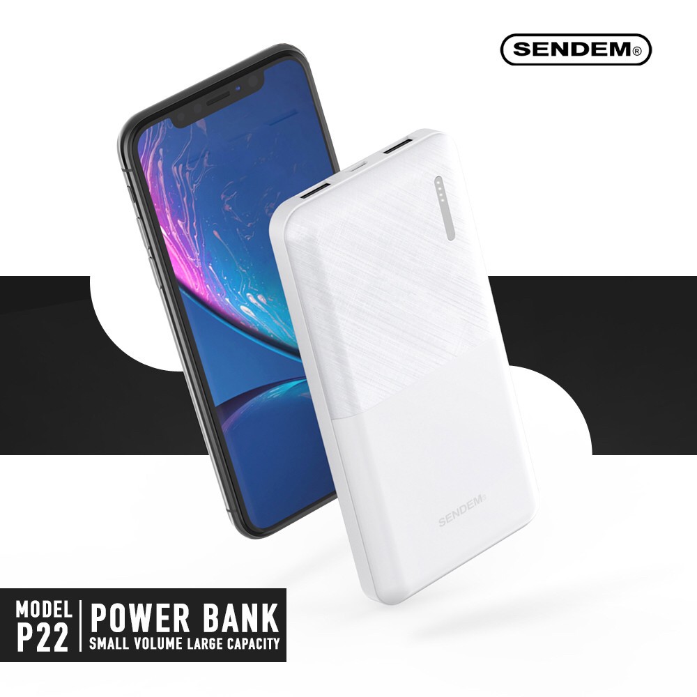 แบตเตอรี่สำรอง-ยี่ห้อsendem-รุ่น-p22-เพาวเวอร์แบงค์-powerbank-ความจุ10000mah