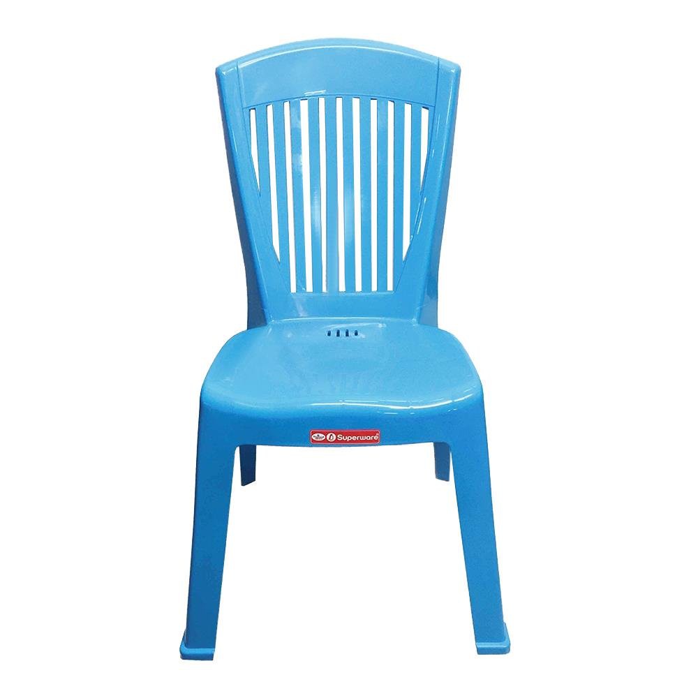 โต๊ะ-เก้าอี้-เก้าอี้พลาสติกลายตรง-superware-ch-63-สีฟ้า-เฟอร์นิเจอร์นอกบ้าน-สวน-อุปกรณ์ตกแต่ง-plastic-chair-superware-ch