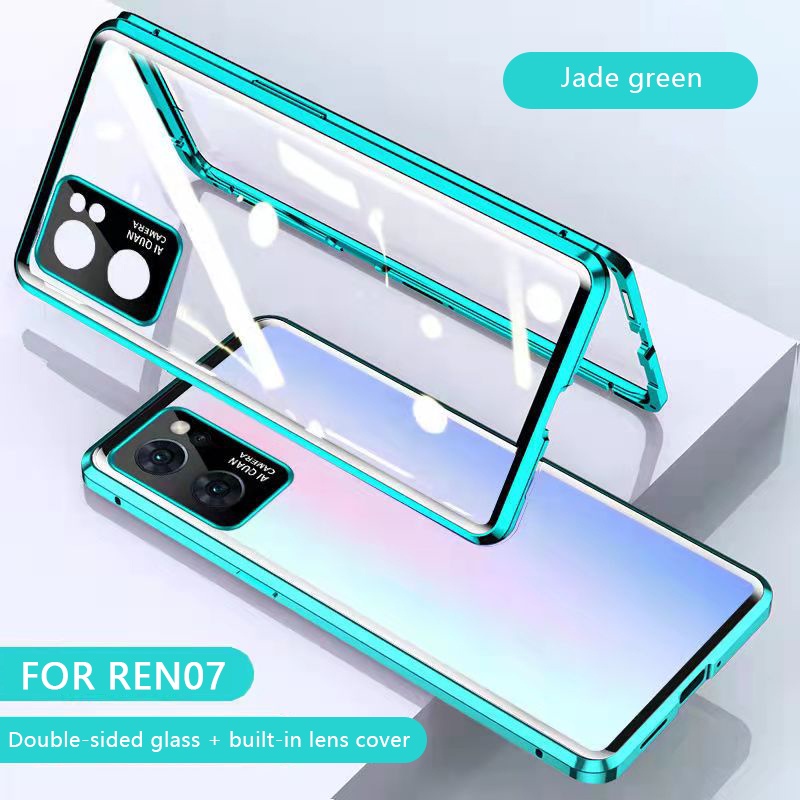 เคสโทรศัพท์มือถือ แบบฝาพับแม่เหล็ก ป้องกันกล้อง สองด้าน สําหรับ Oppo ...