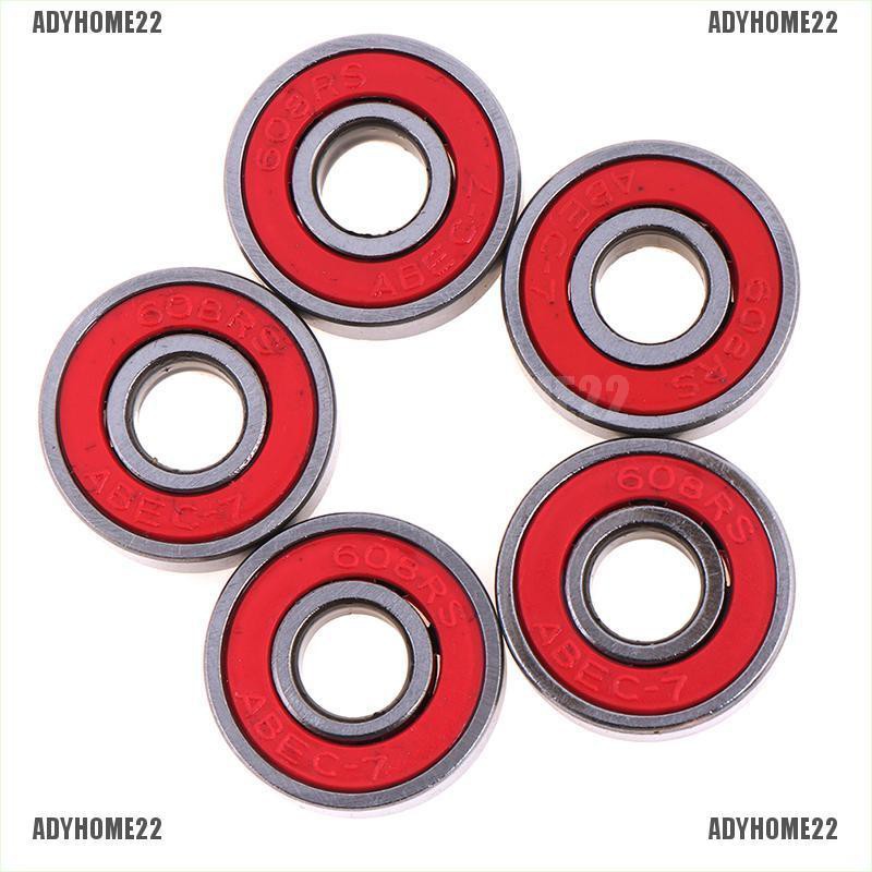adyhome22-abec-7-608rs-ตลับลูกปืนซีล-สีแดง-สําหรับสเก็ตบอร์ด-5-ชิ้น