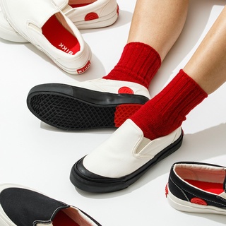 BIKK - รองเท้าผ้าใบ รุ่น "Go" White-Charcoal Slip-On Sneakers Size 36-45