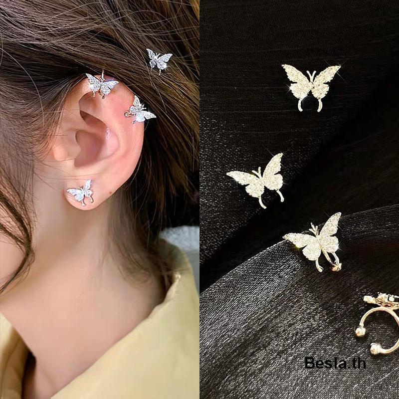 ต่างหูคลิป-ต่างหูคลิปหนีบ-ต่างหูผีเสื้อ-ต่างหูเพชร-ต่างหู-ต่างหูแฟชั่น-เครื่องประดับ-ผู้หญิง-สไตล์เกาหลี