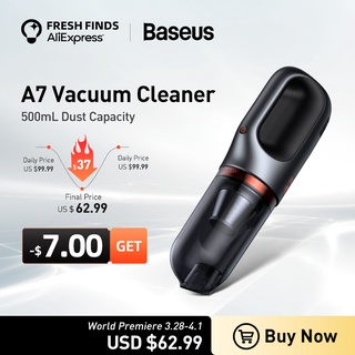【ลดราคาพิเศษ】Baseus A7 เครื่องดูดฝุ่นไร้สาย 6000Pa ความจุ 500 มล. แบบพกพา สําหรับทําความสะอาดรถยนต์