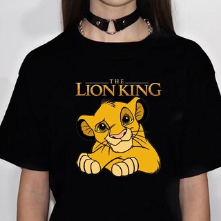 【100% cotton】เสื้อยืด พิมพ์ลายกราฟิกการ์ตูนอนิเมะสิงโต Kawaii Simba Hakuna Matata น่ารัก สําหรับผู้หญิง