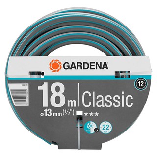 สายยางรดน้ำ สายยางม้วน PVC ใยแก้ว GARDENA 18002-26 1/2 นิ้วX18เมตร สีฟ้า อุปกรณ์รดน้ำต้นไม้ สวน อุปกรณ์ตกแต่ง HOSE PVC F