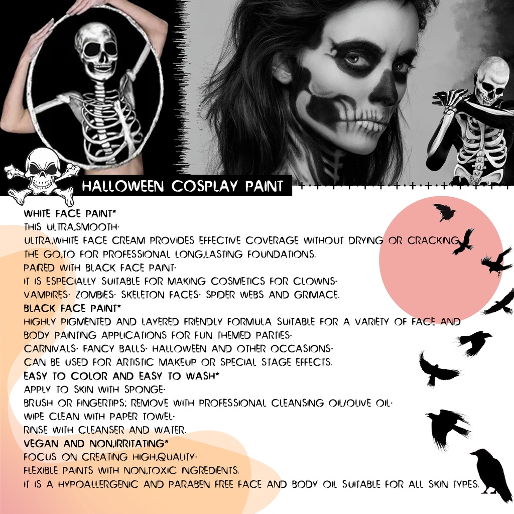 eelhoe-face-paint-set-halloween-black-and-white-body-paint-body-paint-vampire-zombie-skeleton-face-makeup-paint-ดอกไม้