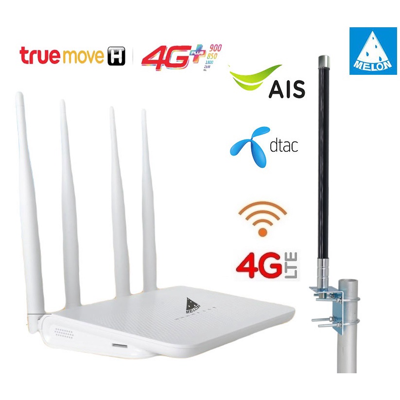 4G Router + fiberglass Antenna 8dBi IP67 สำหรับพื้นที่ห่างไกล สัญาณ ...