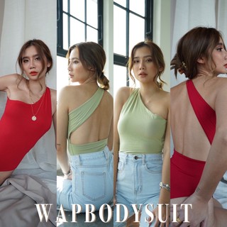 Atipashop - Wap bodysuit บอดี้สูท ทรงปาดไหล่ ผ้าเรยอนสองชั้น