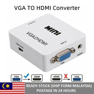 Vga2hdmi Mini VGA to HDMI 1080P HD HDTV กล่องอะแดปเตอร์แปลงเสียงวิดีโอ สําหรับ DVD/PC/Laptop