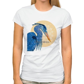 Jollypeach เสื้อยืดลําลอง ผ้าฝ้าย 100% แขนสั้น คอกลม พิมพ์ลาย Blue Heron And The Sun สําหรับผู้ชาย