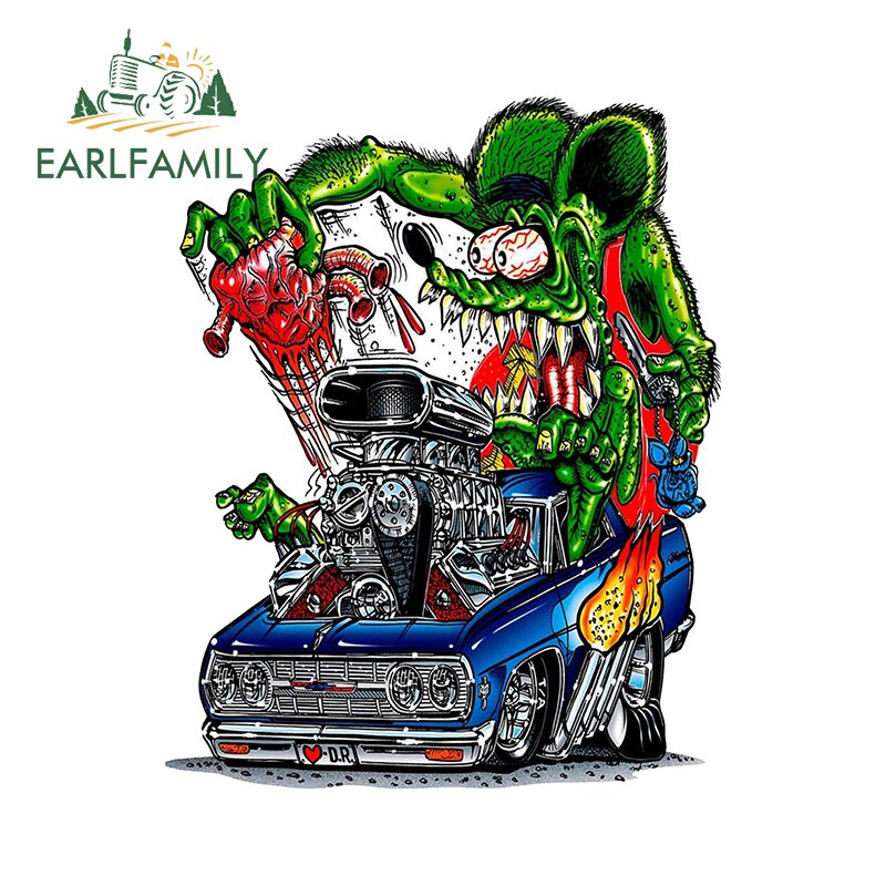 earlfamily-สติ๊กเกอร์กราฟฟิกกันน้ํากันแดดสําหรับติดตกแต่งประตูรถยนต์-rat-fink-13ซม-x-10-4ซม