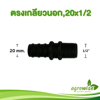 ท่อ pe ต่อตรงเกลียวนอก ข้อต่อตรง เกลียวนอก ขนาด 20mm เป็น 1/2 นิ้ว 20 มิล เป็น 4 หุน