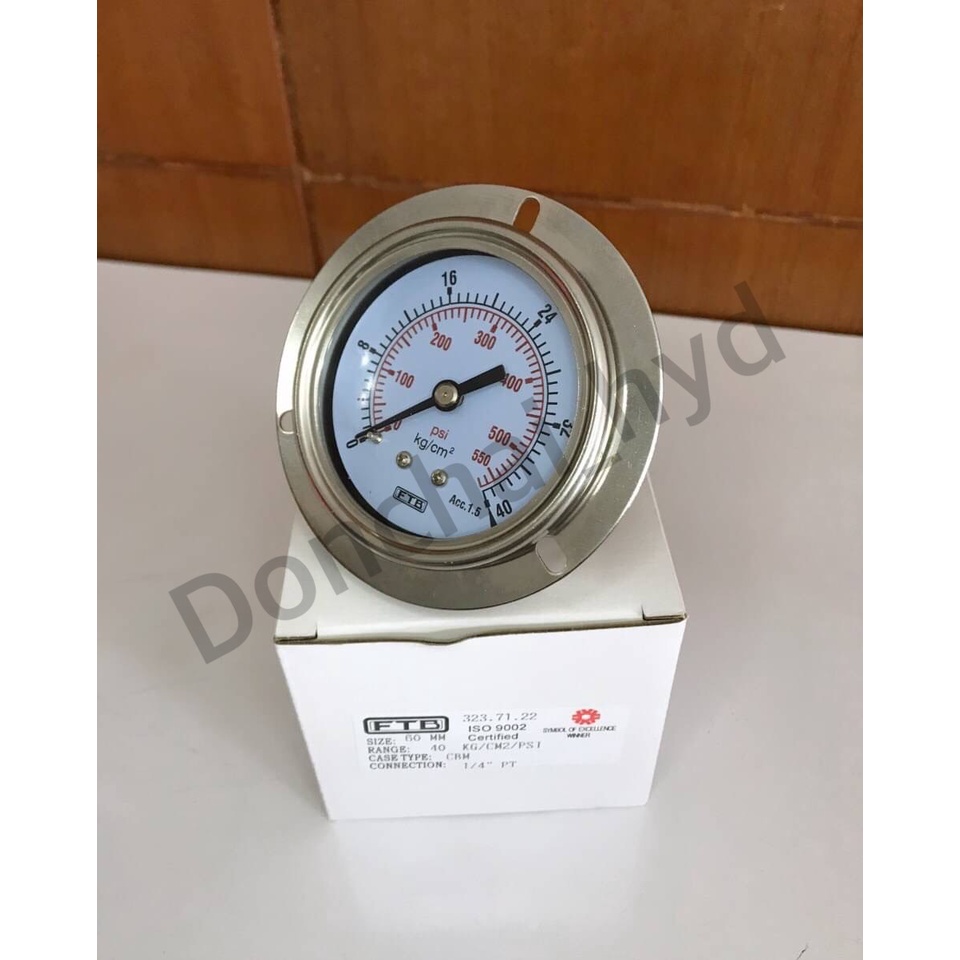 เกจวัดแรงดันไฮดรอลิค-ftb-pressure-gauge-หน้าปัด-2-1-2-เกลียวออกหลัง-กลาง-pt-1-4-ทองเหลือง