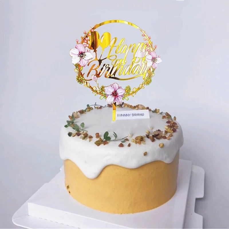ภาพสินค้าป้ายปักเค้ก ป้ายปัก​เค้ก​พลาสติก​ ลาย Happy​ Birthday​ สีทองแบบมีดอกไม้ 1 อัน จากร้าน warmsunshine1.th บน Shopee ภาพที่ 2