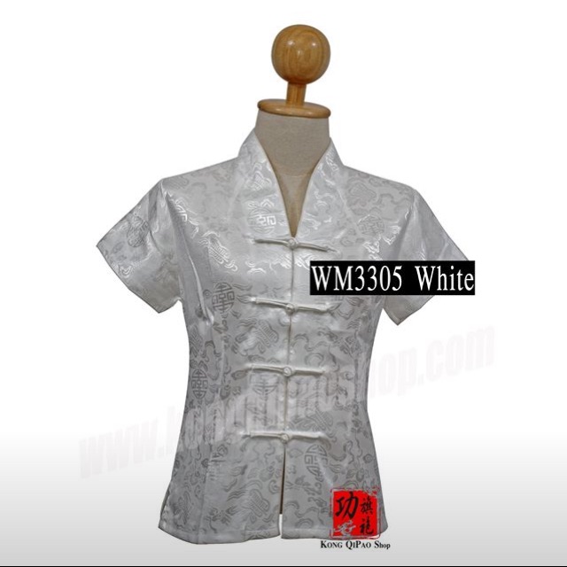 wm3305-เสื้อจีนผู้หญิง-คอวี-ลายพัดจีน