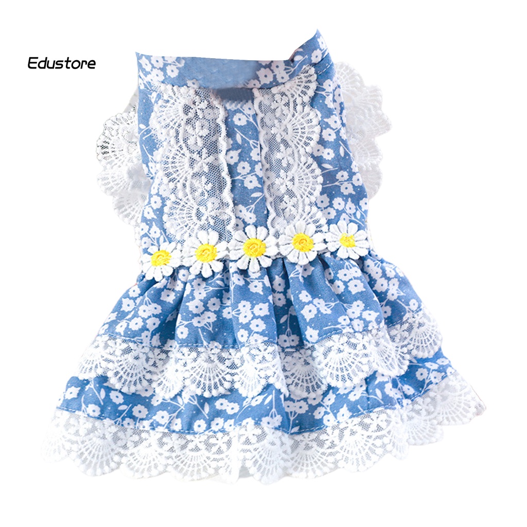 edustore-ชุดเดรสแขนบิน-ปักลายดอกไม้น่ารัก-สองขา-สําหรับสัตว์เลี้ยง-สุนัข