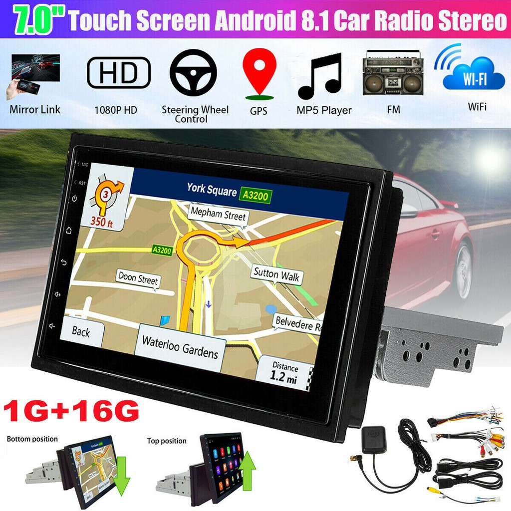 7-inch-1-din-เครื่องเล่น-mp5-วิทยุ-เชื่อมต่อบลูทูธ-wifi-gps-1080-p-hd-android-8-1-ติดรถยนต์