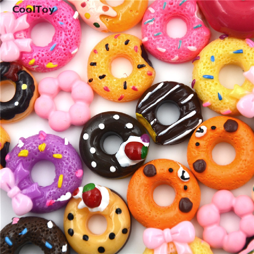 lt-cooltoy-gt-โดนัทเรซิ่นจิ๋ว-diy-สําหรับตกแต่งบ้านตุ๊กตา-10-ชิ้น