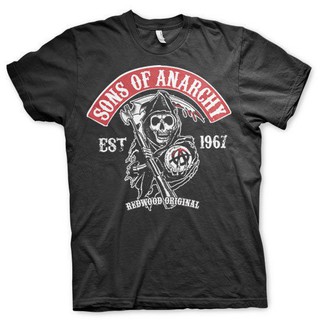 เสื้อยืดแฟชั่น Tee Tshirt Sons Of Anarchy Soa Neuf Taille Motard Biker Noir เสื้อยืดผู้ชายใหม่