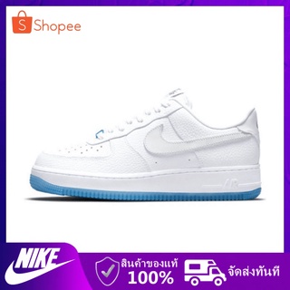 ราคาและรีวิว【ของแท้อย่างเป็นทางการ】Nike Air Force One ผู้ชายและผู้หญิง มีจำหน่าย รองเท้าลำลอง รองเท้าผ้าใบ สีขาวและสีน้ำเงิน