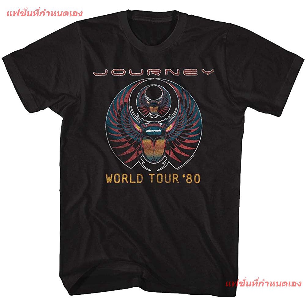 เสื้อยืดผ้าฝ้ายพิมพ์ลายขายดี-journey-1973-american-rock-band-music-group-world-tour-1980-t-shirt-tee-การเดินทาง-วงร็อค