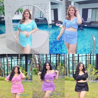 [ใส่โค้ด BERRY11 ลด45.- ขั้นต่ำ 300.-] Plus Size ชุดเซ็ต 3ชิ้น เซตไปทะเลไซส์ใหญ่ ชุดไปทะเลสาวอวบอ้วน