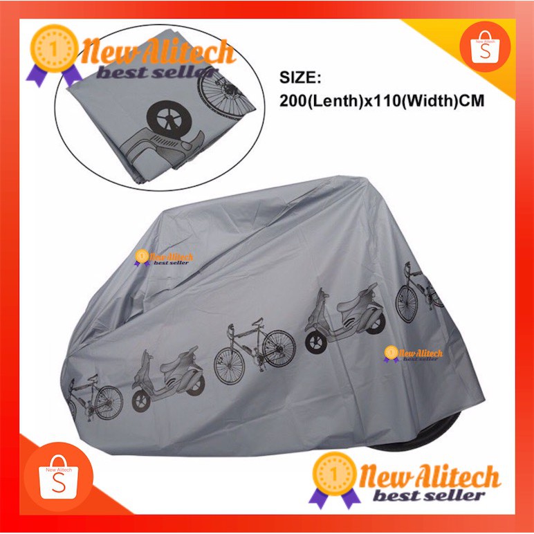 ราคาและรีวิวNew Alitech bike cover ผ้าคลุม รถจักรยานและมอเตอร์ไซค์ โพลีเอสเตอร์ ขนาด 210 cm. x 100 cm.
