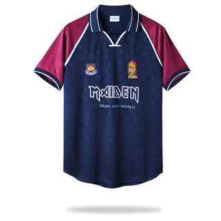 เสื้อกีฬาแขนสั้น ลายทีม West Ham x Iron Maiden Home 1999-2001 สไตล์เรโทร สําหรับผู้ชาย