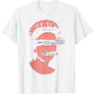 เสื้อยืดผ้าฝ้ายCOTTON เสื้อยืดแขนสั้น คอกลม ผ้าฝ้าย พิมพ์ลาย Sex Pistols Official God Save The Queen สีแดง แฟชั่นฤดูร้อน