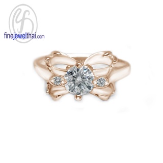 Finejewelthai-แหวนวินเทจ-แหวนเพชร-เพชรสังเคราะห์-แหวนเงินแท้-Vintage-Diamond-CZ-Silver-Ring-R1434czg/ pg