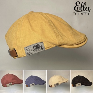 Ellastore123 หมวกเบเร่ต์ สีพื้น ปรับได้ สไตล์อังกฤษวินเทจ สําหรับผู้ชาย ช้อปปิ้ง