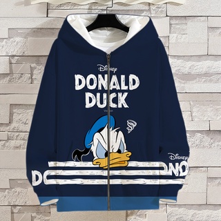 สินค้า New Fashion Men Clothes Donald Duck Hoodies Men Women Zip Pullover Streetwear Men Sweatshirts Casual Hoodie 3D Print Clothing