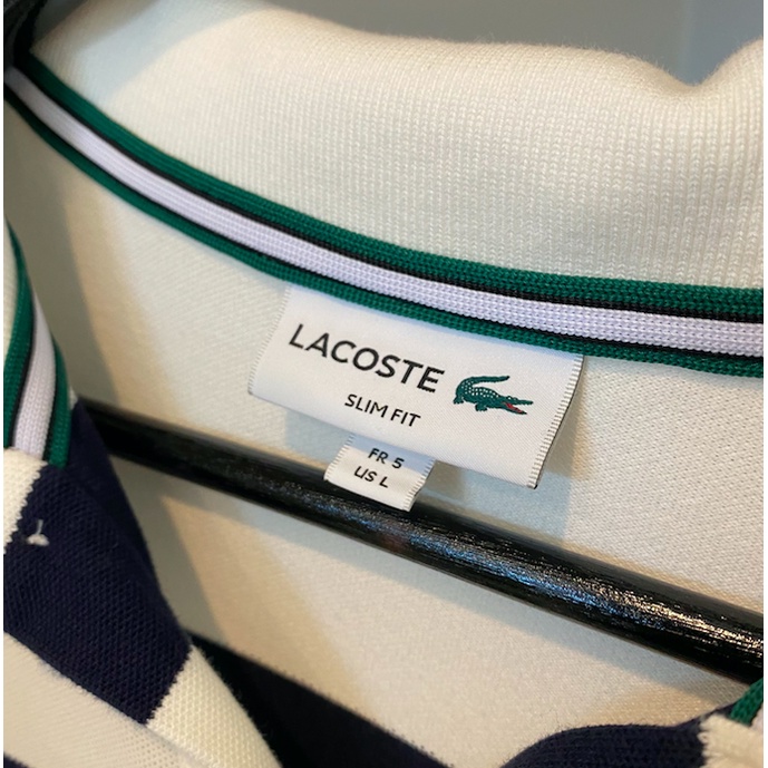 used-like-new-lacoste-polo-stripes-slim-fit-เสื้อโปโล