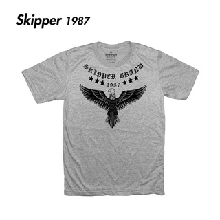 SKIPPER1987 เสื้อยืดสีเทา สกรีนลาย EAGEL STREET 1987