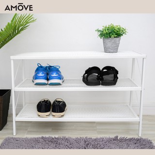 Amove เอมูฟ ชั้นวางรองเท้า 3 ชั้น เหล็กตะแกรง สีขาว เหล็กฉากหนา แข็งแรง ทนทาน AM-S2113