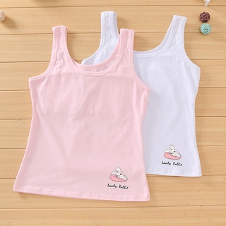 # พร้อมส่ง   เสื้อกล้ามบังทรงสำหรับเด็กผู้หญิง ลายกระต่าย ด้านหน้าอกผ้า 2 ชั้น ( ไม่มีฟองน้ำ)