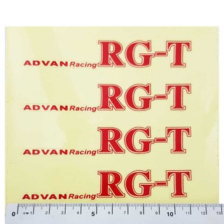 สติกเกอร์ติดก้านแม็ก ADVAN RACING RG T 1 ชุด ติดได้ 4 ล้อ พื้นสีใส ตัวอักษรแดง