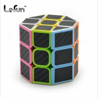 LeFun Black Carbon Fiber Sticker Octagonal column 3 Layers Magic Cube Speed Cube