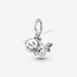 Pandora จี้สร้อยข้อมือ เงิน 925 รูปหิ่งห้อย ประดับลูกปัด เรืองแสงในที่มืด DIY สําหรับของขวัญวันเกิดผู้หญิง p825