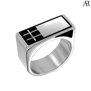 ANGELINO RUFOLO Ring ดีไซน์ Square แหวนผู้ชาย Stainless Steel 316L(สแตนเลสสตีล)คุณภาพเยี่ยม สีเงิน